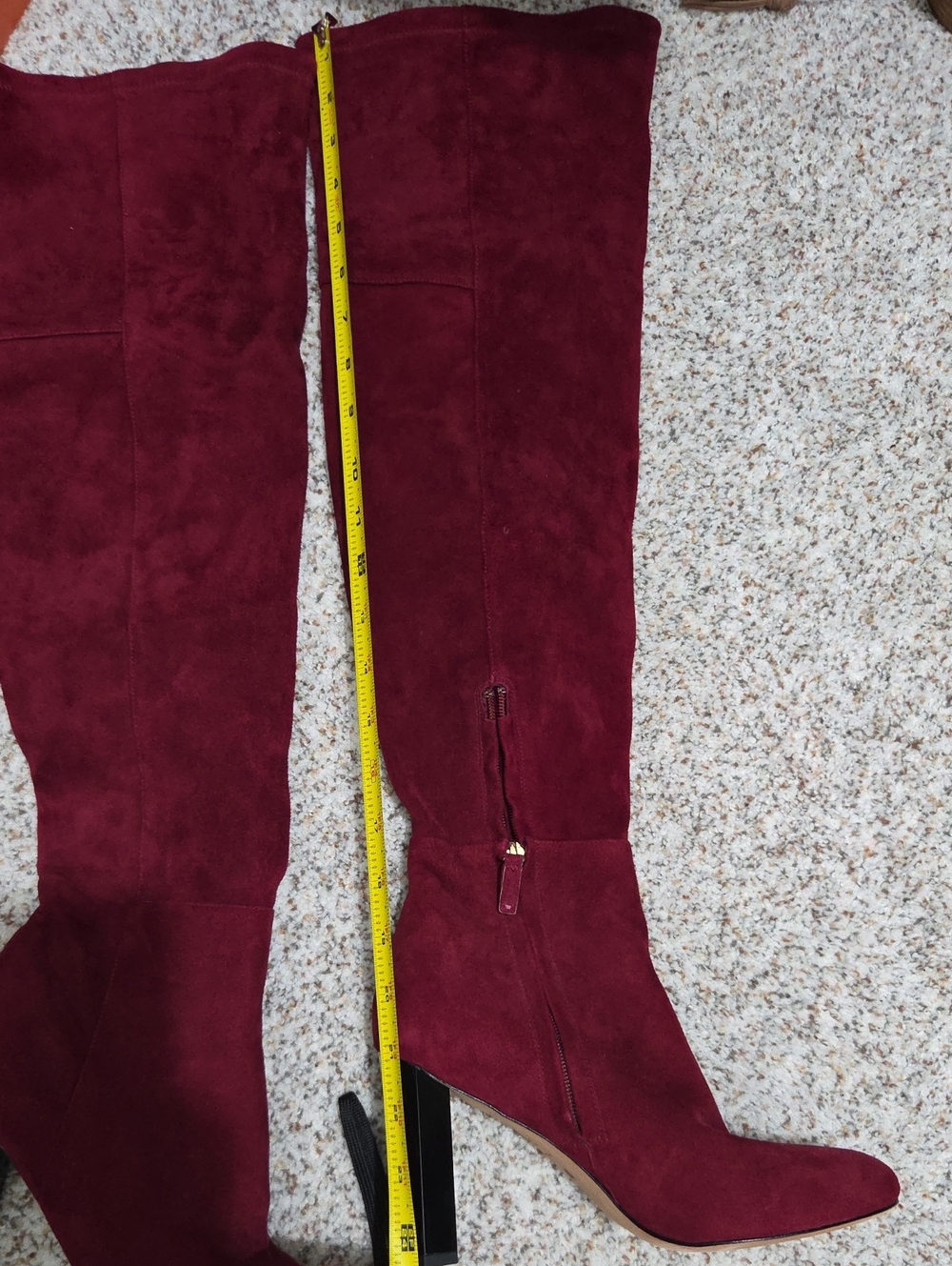 Diane Von Furstenberg Over-the-Knee Suede Boots in Burgundy Never Worn
